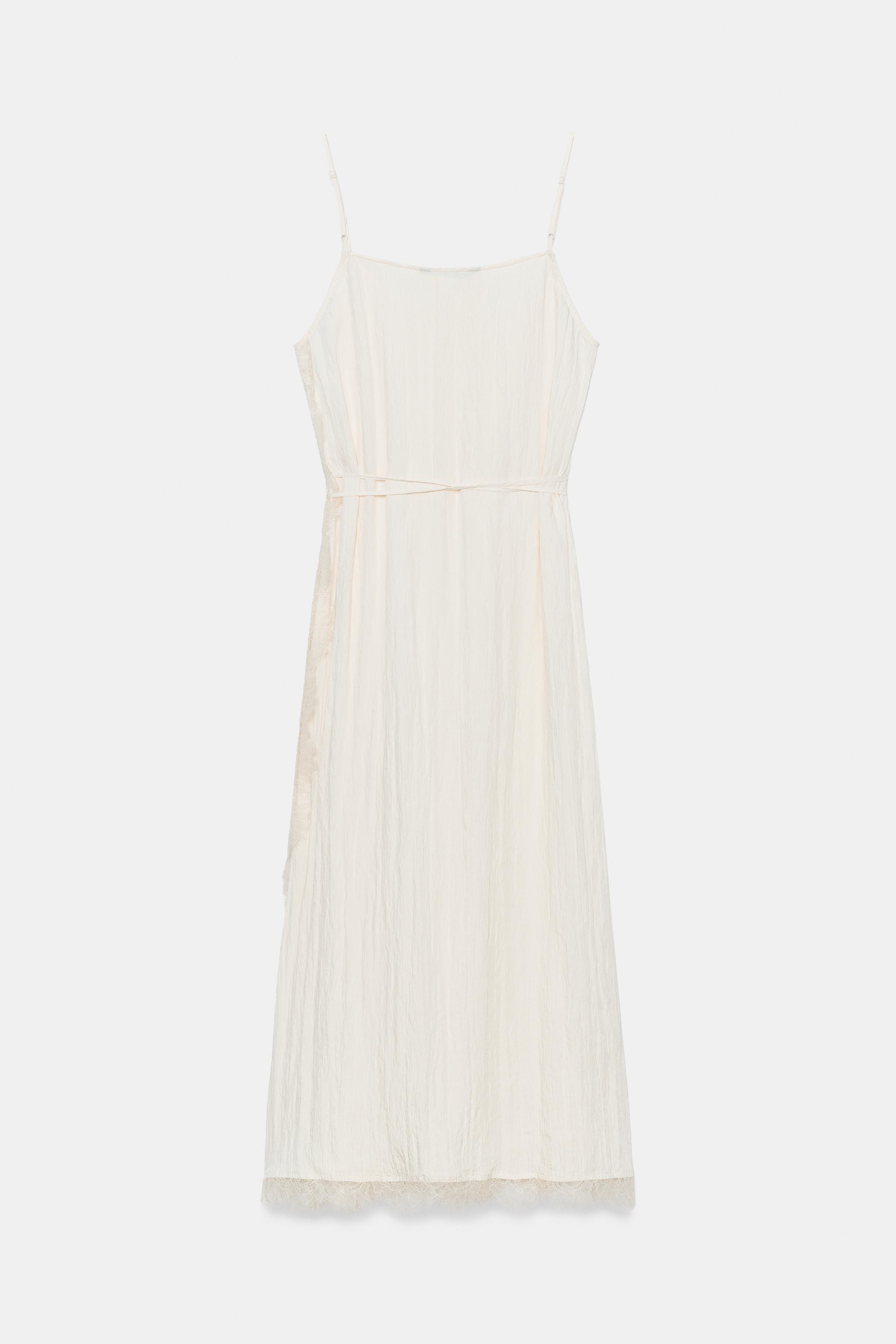 LACE TRIM MIDI SLIP DRESS